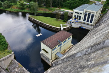 Naklejka premium small hydroelectric power station pn river Dyje