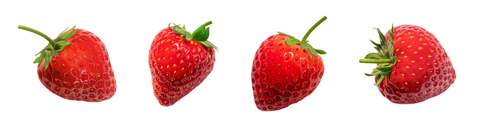 Set of fresh red strawberry isolated on a white background include clipping path.