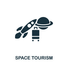 Space Tourism icon. Monochrome simple line Future Technology icon for templates, web design and infographics