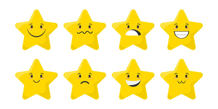 Cartoon collection emotion of star face, Vector illustration.