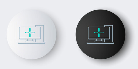 Line Computer monitor icon isolated on grey background. PC component sign. Colorful outline concept. Vector