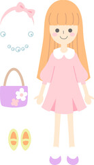 お人形とおしゃれアイテムのセット　線なし