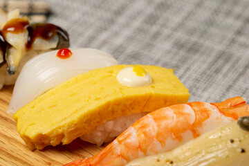  Different types of sushi on a plate