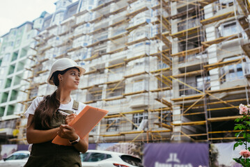 Woman construction engineer. Woman construction Engineer concept