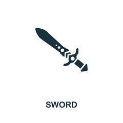 Sword icon. Monochrome simple line Game Element icon for templates, web design and infographics