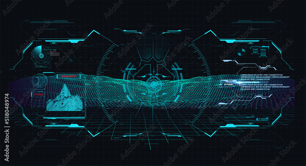 Poster fui modern aiming system device tilt level. futuristic head-up display design. gui display. virtual 