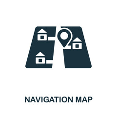 Navigation Map icon. Monochrome simple line Game Element icon for templates, web design and infographics