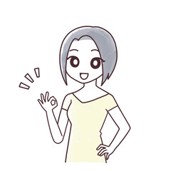 OKサインをする女性2イラスト3