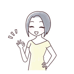 OKサインをする女性2イラスト1