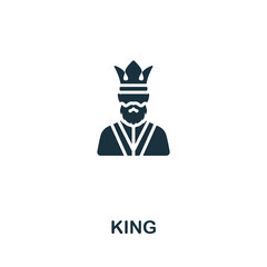 King icon. Monochrome simple line Game Element icon for templates, web design and infographics