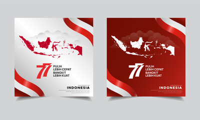 Collection of 77 indonesia independence day design logo icon with indonesia maps vector