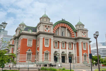 Fototapeta na wymiar Building of Osaka city central public hall