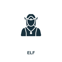 Elf icon. Monochrome simple line Game Element icon for templates, web design and infographics