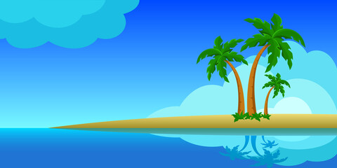 Fototapeta na wymiar Desert tropical island with palms. Vector illustration.