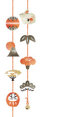 2023年年賀状　卯年　水彩風　吊るし飾り