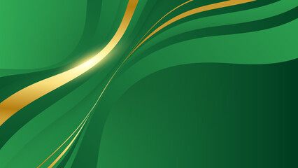 Luxury green gold abstract background. Vector illustration for presentation design. Can be used for business, corporate, institution, party, festive, seminar, flyer, texture, wallpaper, and pattern.