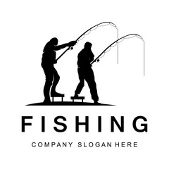 Fishing Logo Design, Fish Hunting Vector Illustration