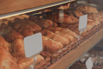 Deurstickers Showcase with bakery with empty price labels © Atlas