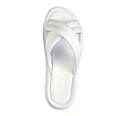right female summer white slippers isolated on white background. Slippers. blank for design