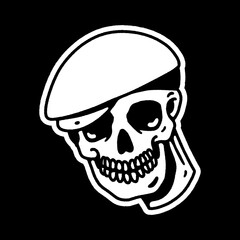 illustration skull wearing hat