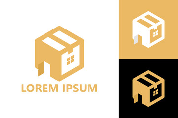 Cardboard box house logo template design vector