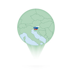 Slovenia map, stylish location icon with Slovenia map and flag.