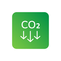 CO2 emission reduction linear style banner label isolated on white. CO2 sign with arrows flat linear vector icon. Zero carbon footprint, greenhouse gas emission reduction, co2 neutral ecology concept.