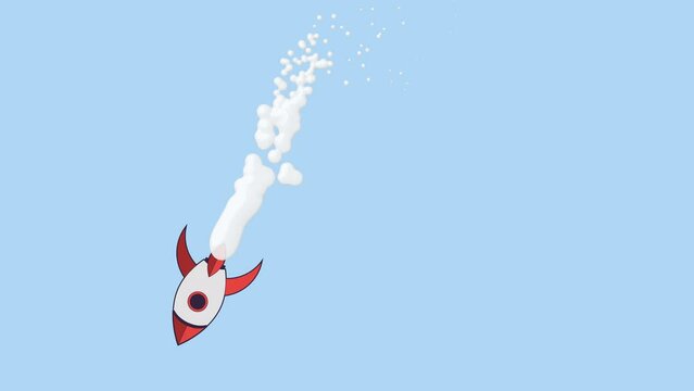 Space shuttle take-off animation. Rocket flying cartoon style anime style rocket animation in 4K 60fps. Vector Element for 2d Game.

