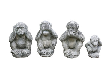 icon monkey statue covers her ears, mouth and eyes with  hands. Rumors, I don't see, I don't hear,...