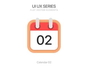 Minimal calendar symbol with day 2. Planning calendar icon for UI, mobile app, business, website.