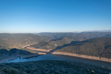 Naklejka premium Extremaduran landscape from the top of the Monfrague Castle in the Monfrague National Park.