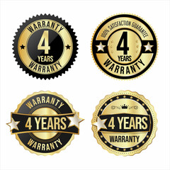 Collection of customer satisfaction  warranty guaranteed gold and black badges 