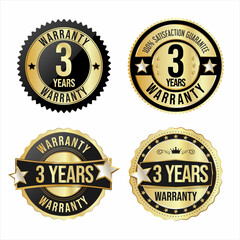 Collection of customer satisfaction  warranty guaranteed gold and black badges 