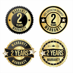 Collection of customer satisfaction  warranty guaranteed gold and black badges 