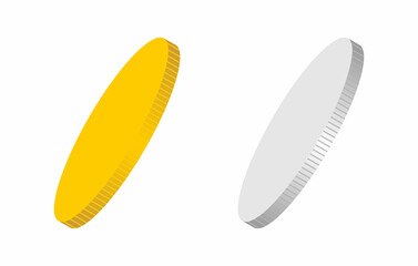 Gold and Silver Coins Vector Illustration