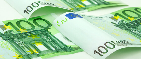300 Euro Geldscheine auf weissem Hintergrund - obrazy, fototapety, plakaty