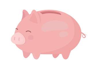 Piggy bank semi flat color vector object. Full sized item on white. Interior element. Money savings instrument simple cartoon style illustration for web graphic design and animation