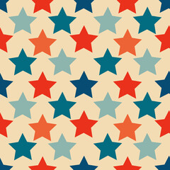 Christmas stars seamless pattern. Vintage retro pattern with stars. Vector illustration 