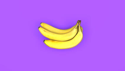 yellow bunch of bananas in front of background - 3D Illustration
