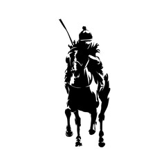 Horse racing, equestrian event, jockey riding horse, isolated vector silhouette. Horseback riding logo