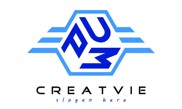 PUW three letter geometrical wings logo design vector template. wordmark logo | emblem logo | monogram logo | initial letter logo | typography logo | business logo | minimalist logo |