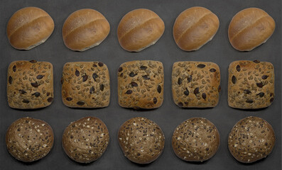 several buns on a table top - 3D Illustration