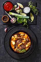 Beef Bourguignon, Beef Burgundy in a black bowl