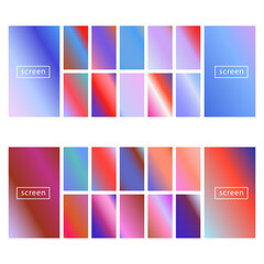Obraz na płótnie Canvas Mobile screen lock display collection of colorful backgrounds in trendy neon colors. Modern screen vector design for mobile app. Soft color abstract pastel holographic gradients. Swatches for design