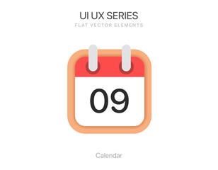 Minimal calendar symbol with day 9. Planning calendar icon for UI, mobile app, business, website.