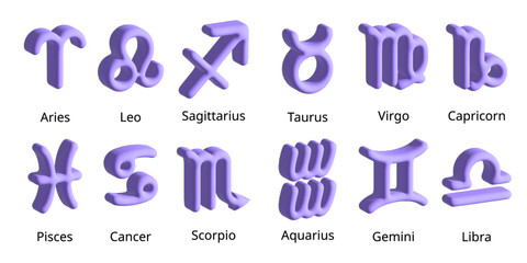 3d icon horoscope astrology puffy cute 