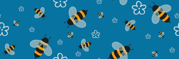 Kids seamless bee pattern for fabrics and packaging and gifts and cards and linens and wrapping paper