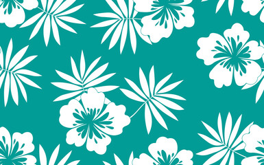 Fototapeta na wymiar Seamless floral pattern based on traditional folk art ornaments. Colorful flowers on color background. Scandinavian style. Sweden nordic style. Vector illustration. Simple minimalistic pattern