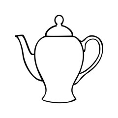 Monochrome high round teapot for brewing tea, vector illustration