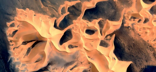 abstract landscape photo of the deserts of Africa from the air emulating the shapes and colors of the the shapes of the wind,Genre: Abstract naturalism, from the abstract to the figurative